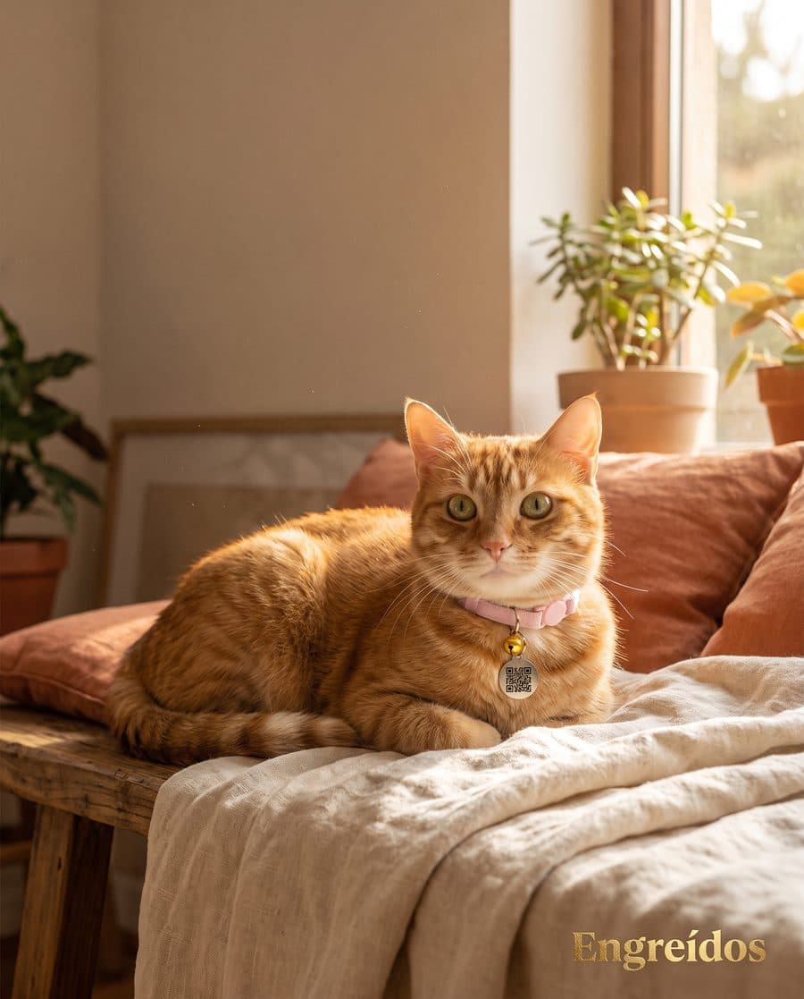 Gatito con su collar QR Engreídos